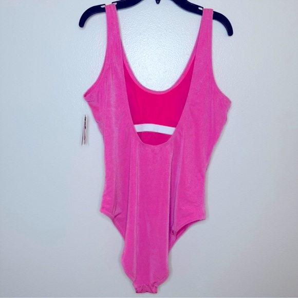 NWT Jessica Simpson Pop Pink Glitter Bomb One Piece Scoop Back Swimsuit. Size XL - Picture 4 of 9